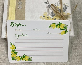 Recipe Journal with Recipe Cards / Handmade Recipe Binder / Rustic Linen Design