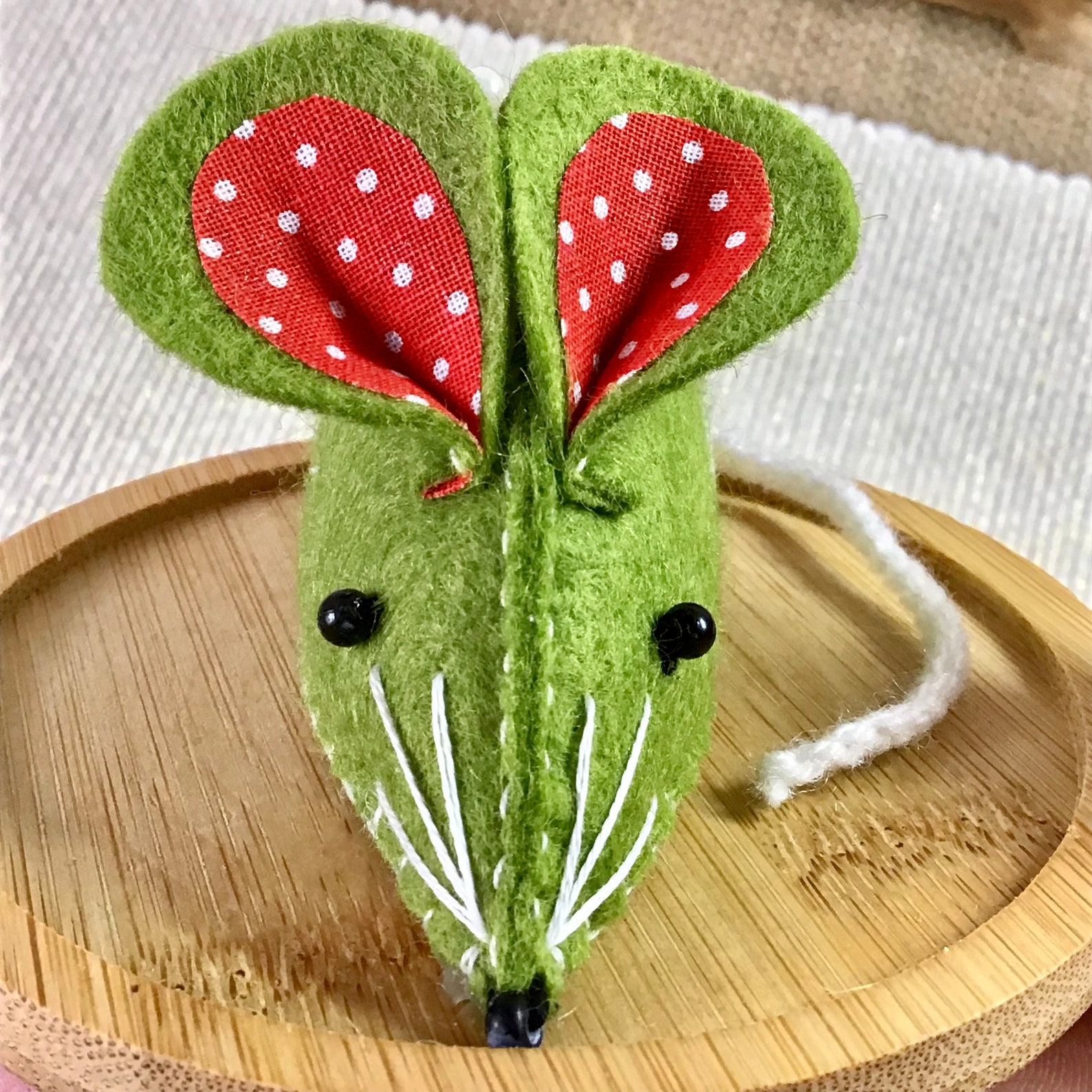 Mouse And Raspberry Fabric Strawberry Mouse Pincushion / Hand Sewn Felt Mouse + Matching Tape ...