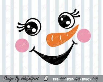 Viso Del Pupazzo Di Neve Pupazzo Di Neve Cute Snowman Svg Etsy