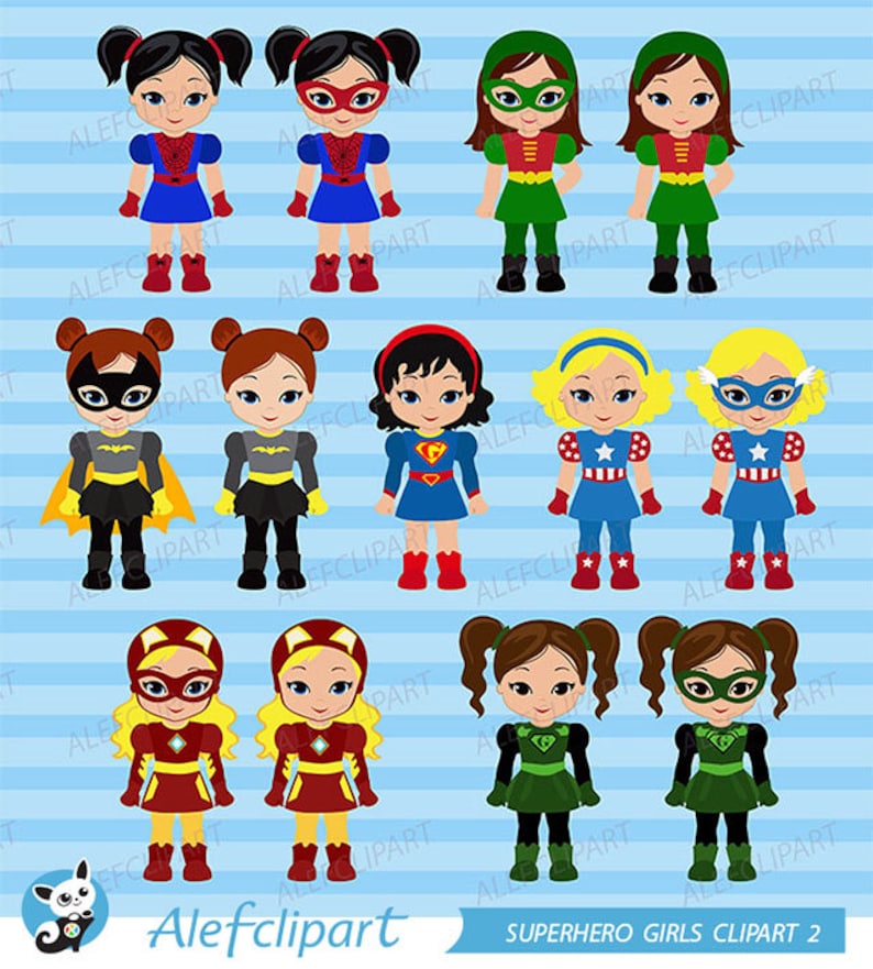Clipart Supergirls Superhero Clipart Girls Bundle Superhero Girls Supergirl Set 2