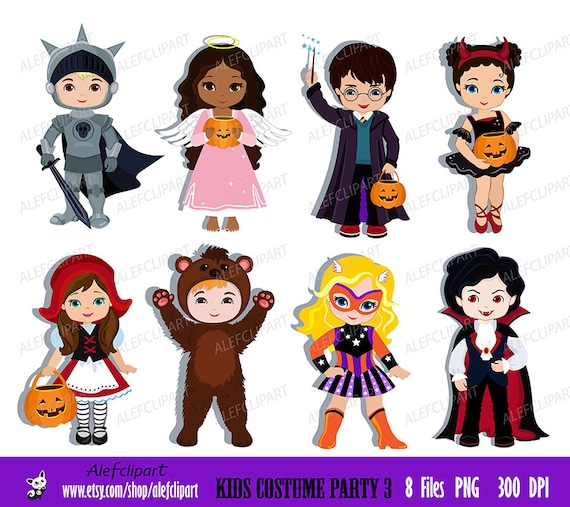 Kids Costume Party 3 digital clipart Cute Halloween costume | Etsy