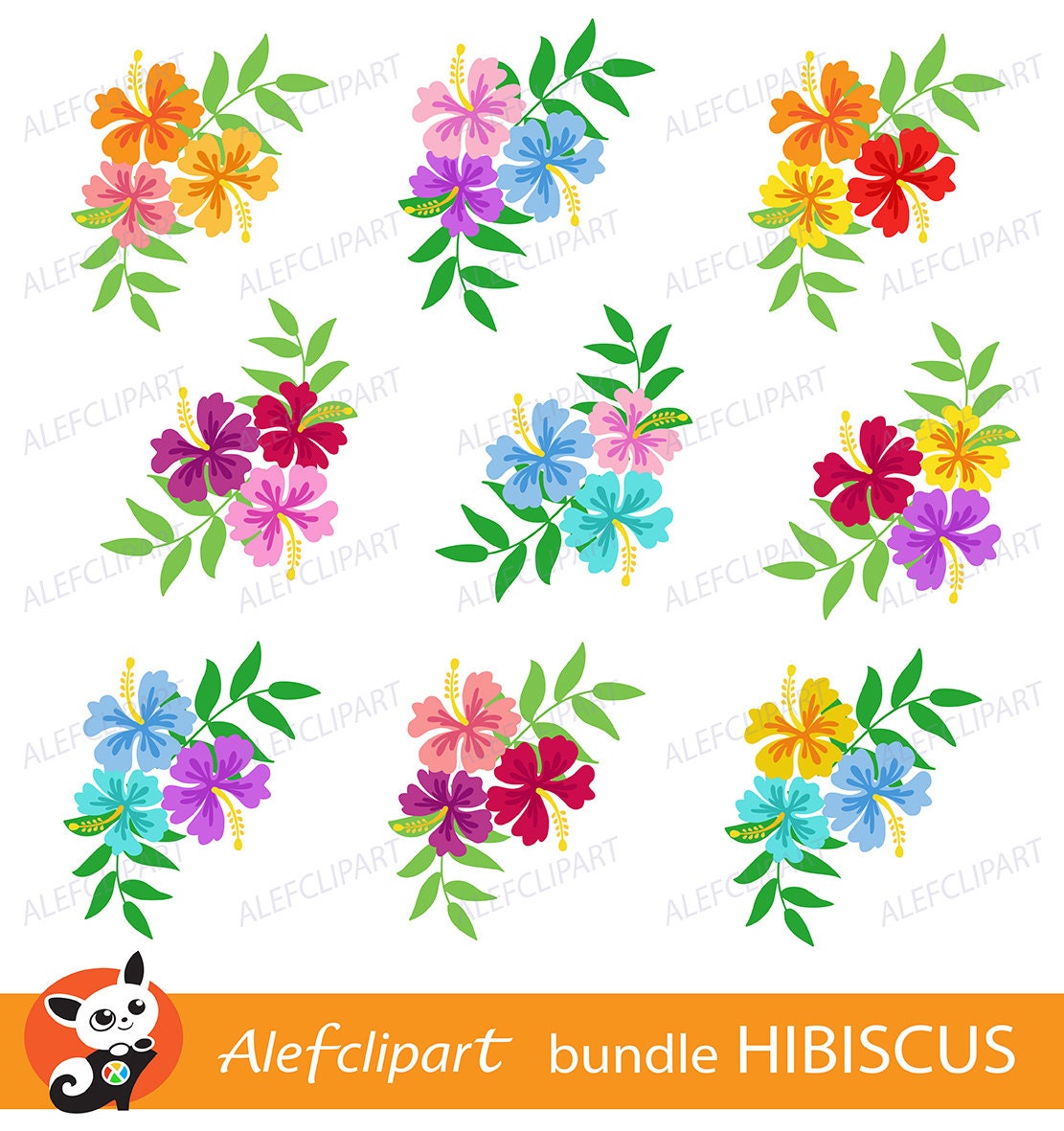 Download Hibiscus clipart Hibiscus Bundle Digital Clipart Hawaiian ...