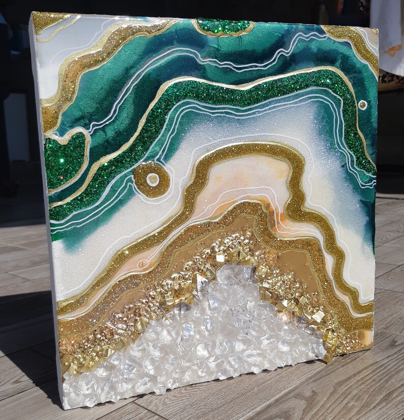 Original 12x12 Malachite geode 3D Wall Art Geode Art Etsy