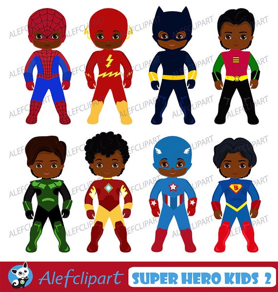African American Superhero Clipart Superhero Etsy