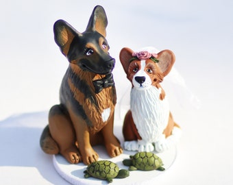 Custom cake topper for wedding with dogs - all breeds possible