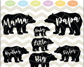 Bear family SVG - Bear svg - Bear family bundle svg - Bear cutting files - 7 in 1