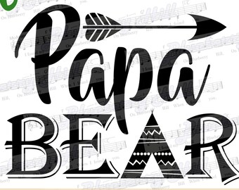 Papa bear SVG - Papa svg digital - Papa Bear with Arrow - Papa bear clipart - Papa SVG file