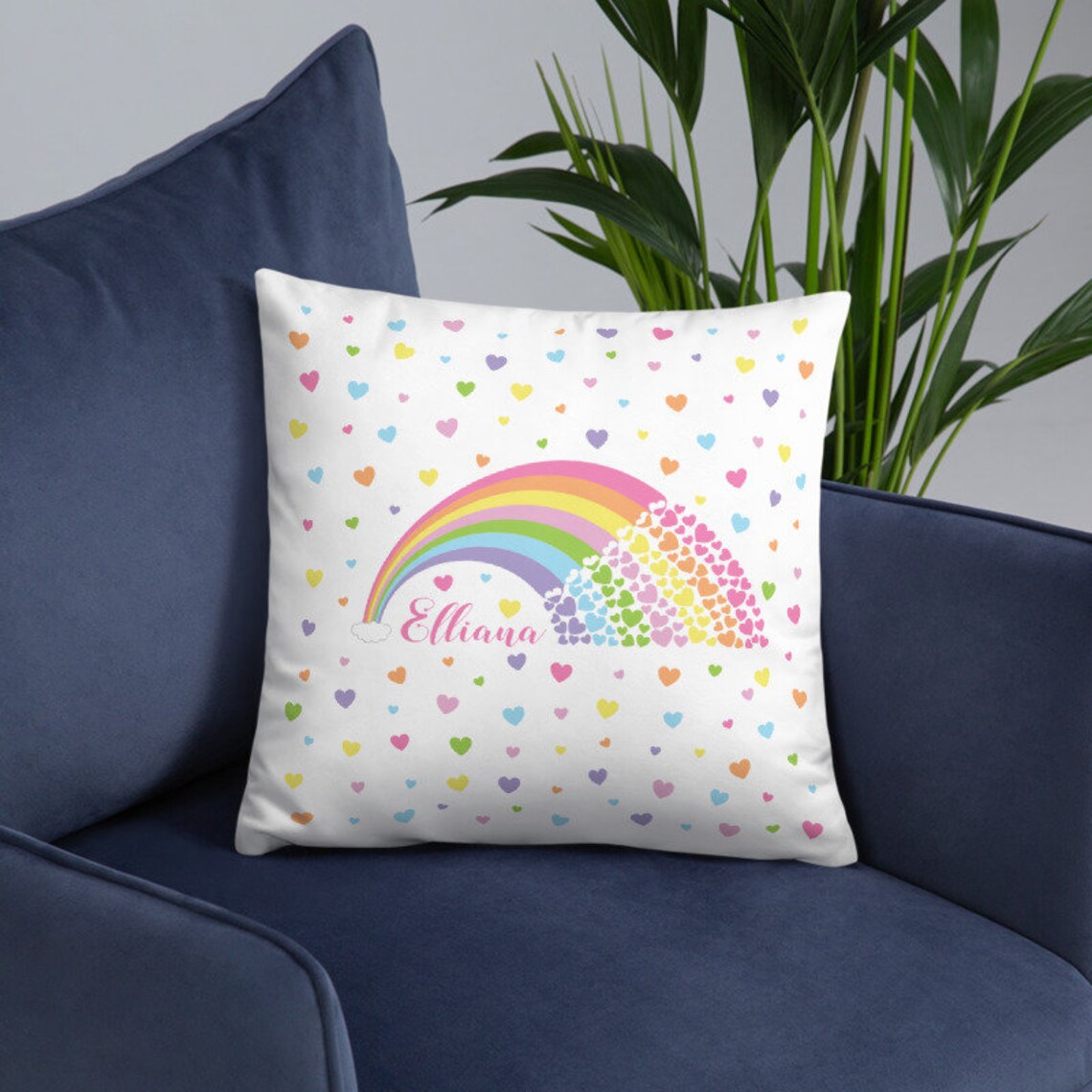 Pastel Rainbow With Hearts Personalized Baby Pillow Nursery Etsy