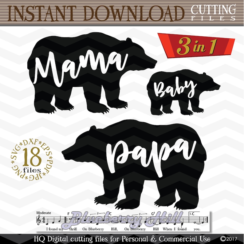 Download Bear Family SVG Baby bear svg Papa bear svg 3 in 1 SVG | Etsy