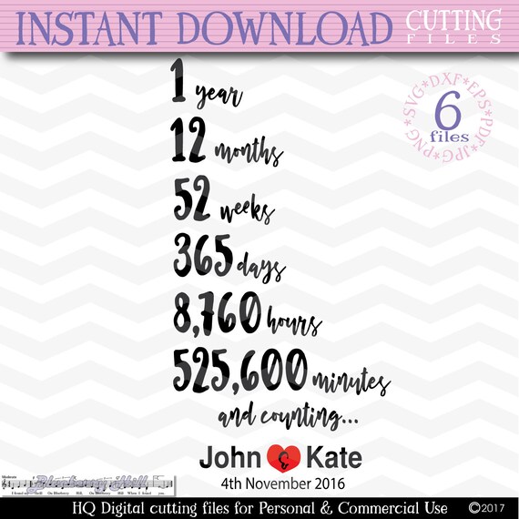 1 Year Anniversary Svg 1 Year Anniversary Digital Etsy Uk