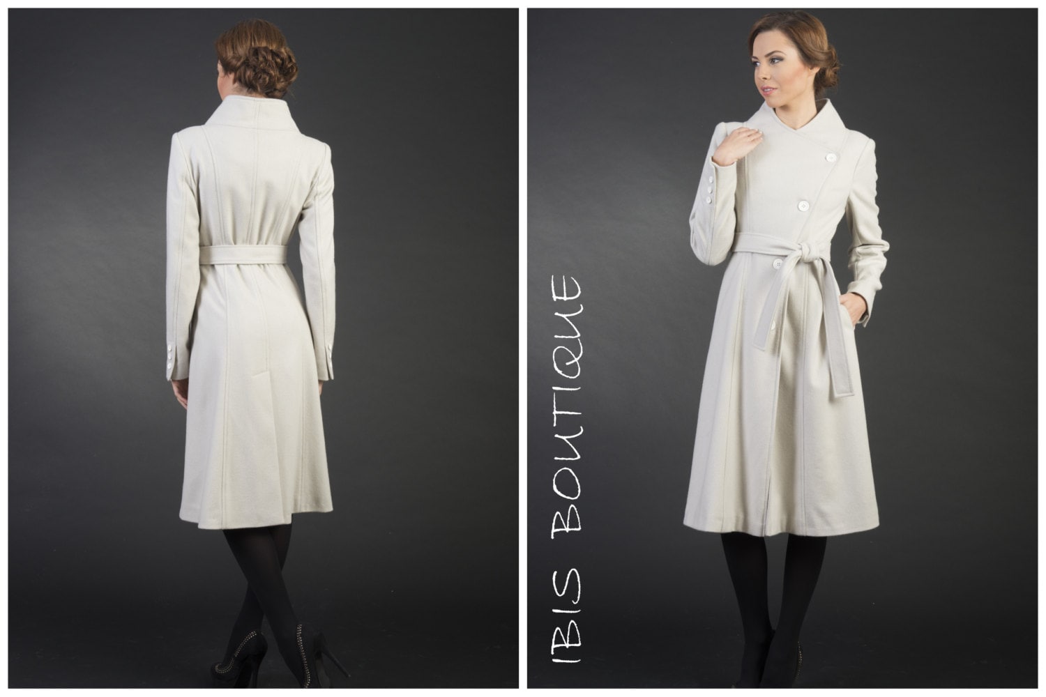 White winter woman coat elegant wool jacket long coat plus Etsy