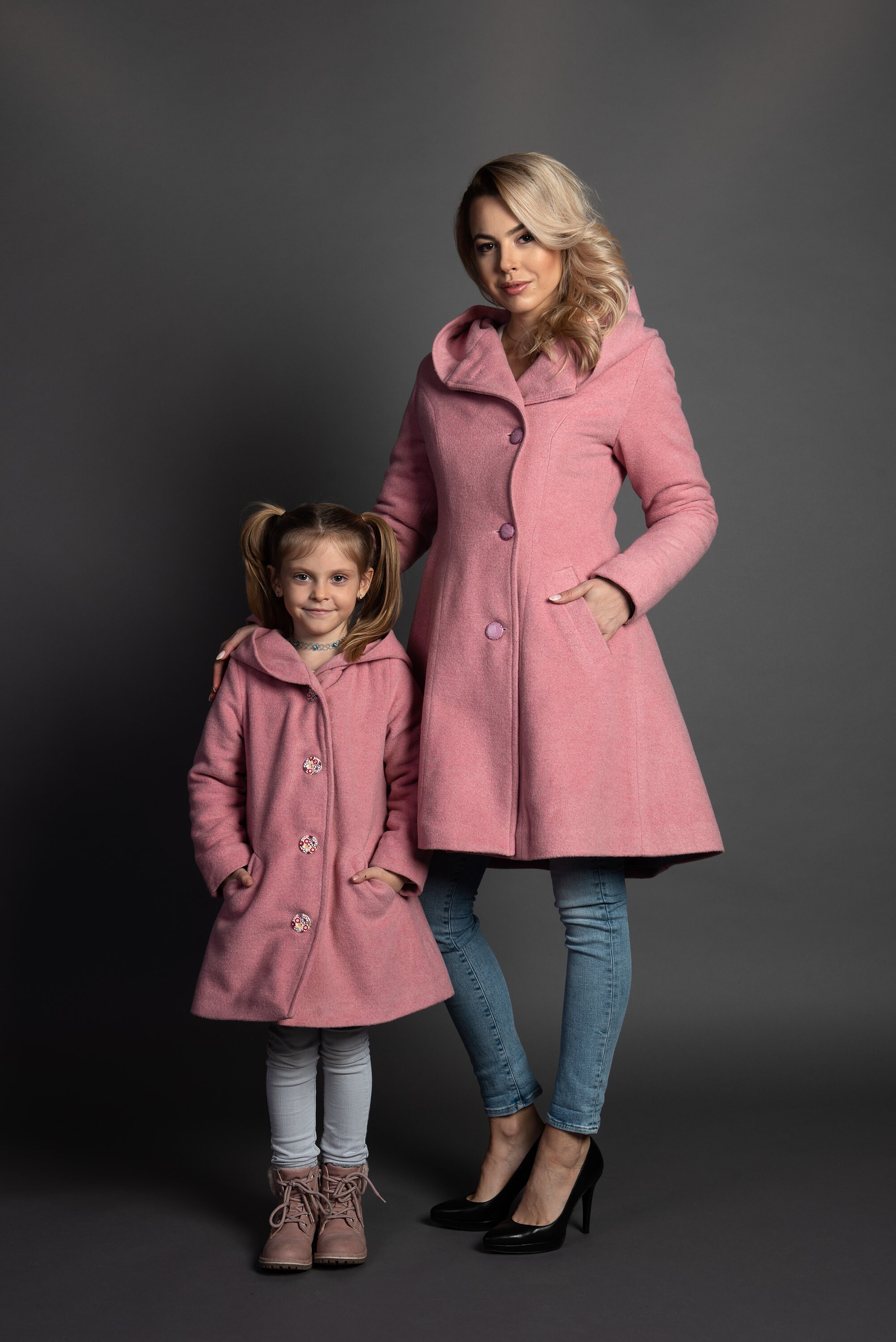 Pink womens winter wool coat plus sizes / large sizes Etsy