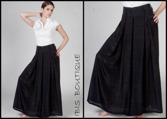Loose black woman Palazzo pants, high waist pleated wide leg trousers, plus large sizes, Japanese style, spring / autumn, long sexy pants