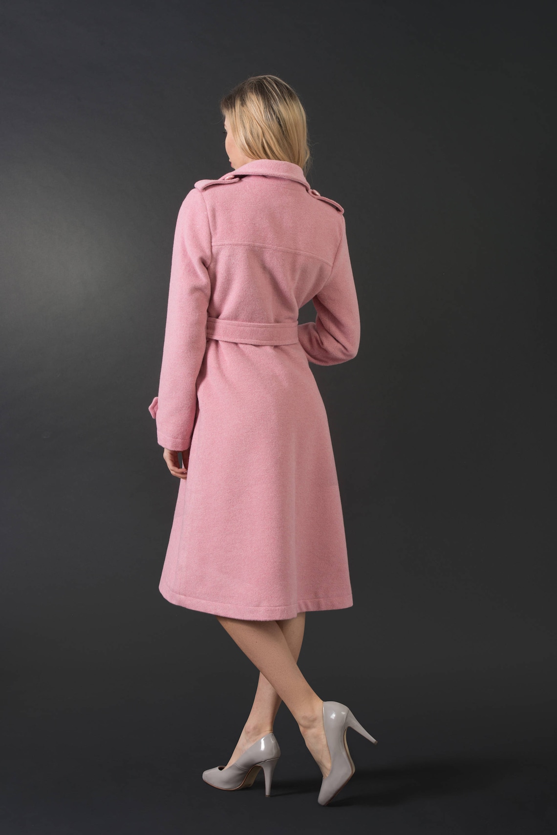 Light pink elegant woman winter woman coat wool jacket long Etsy