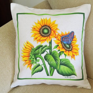 Sunflower Decorative Painting Pattern E-Packet PDF Digital Download - Sunflower Pillow - Fabric Painting - Tole Painting Art Instructions