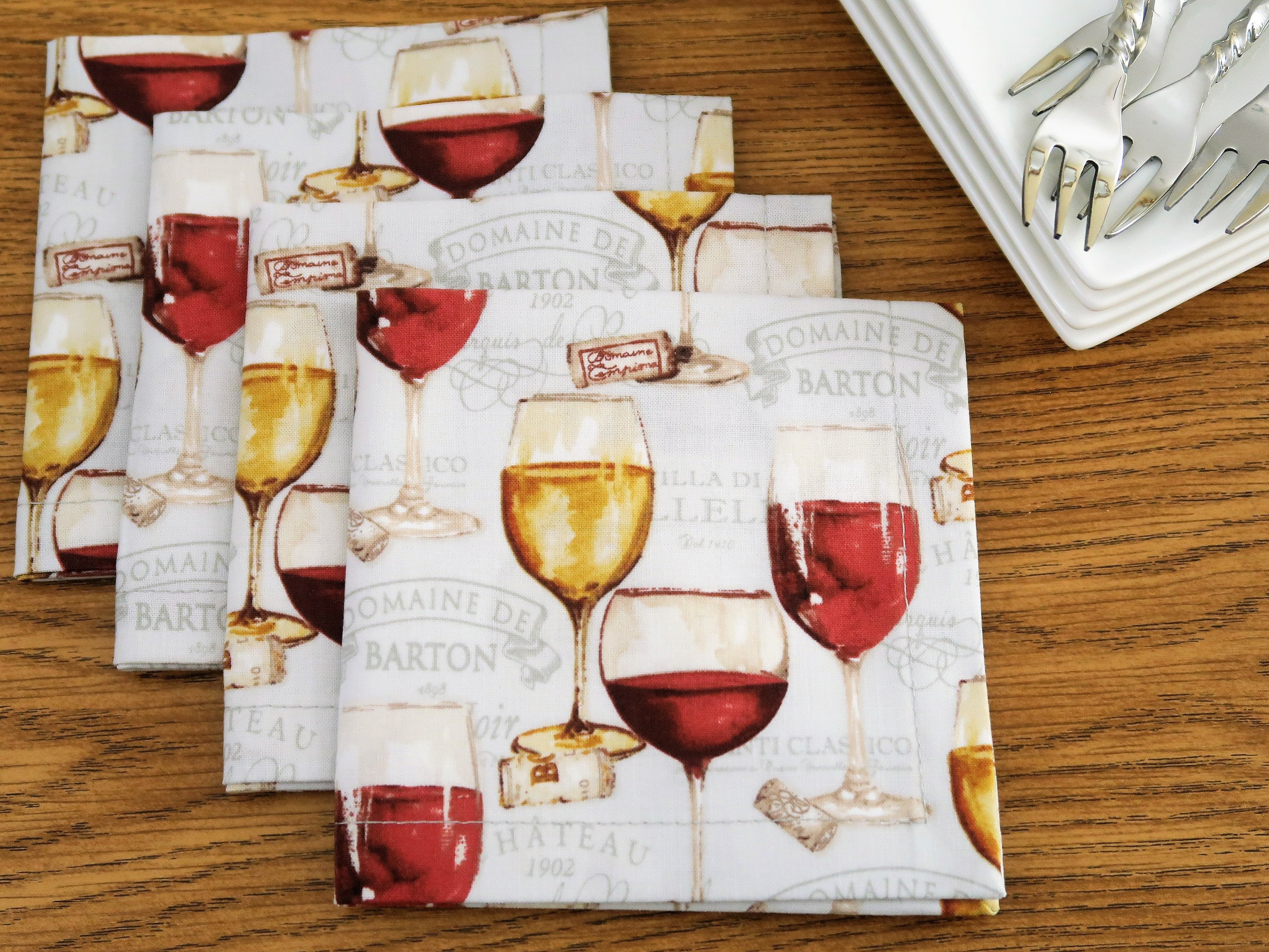 Wine Cloth Lunch Napkins Wine Glasses Small Napkin Etsy