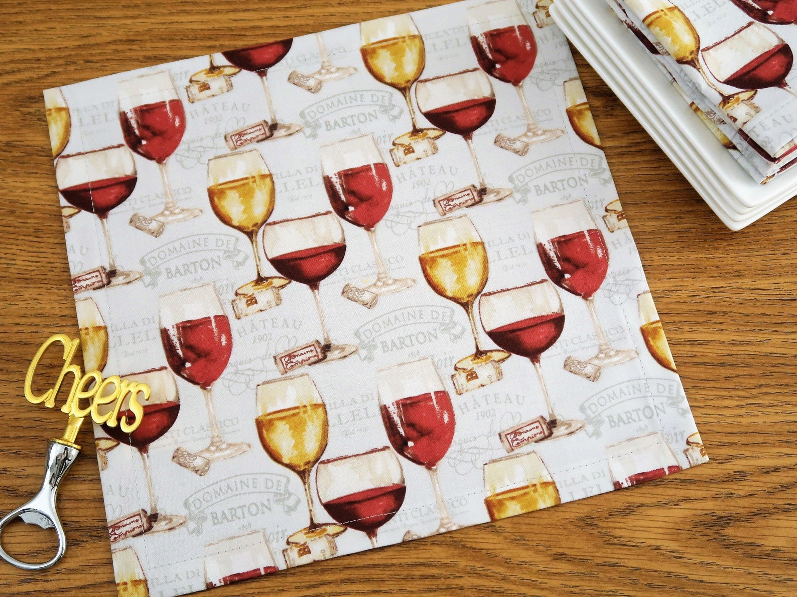 Wine Cloth Lunch Napkins Wine Glasses Small Napkin Etsy