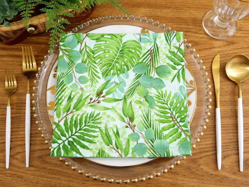 Tropical Leaves Cloth Dinner Napkins Green Leaves Tropical - Etsy