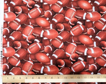 Elizabeth's Studio 100% Cotton Quilt Fabric- Packed Footballs - Sports Fabric, Brown Footballs - Outdoor Team Games - Fabric by the Yard
