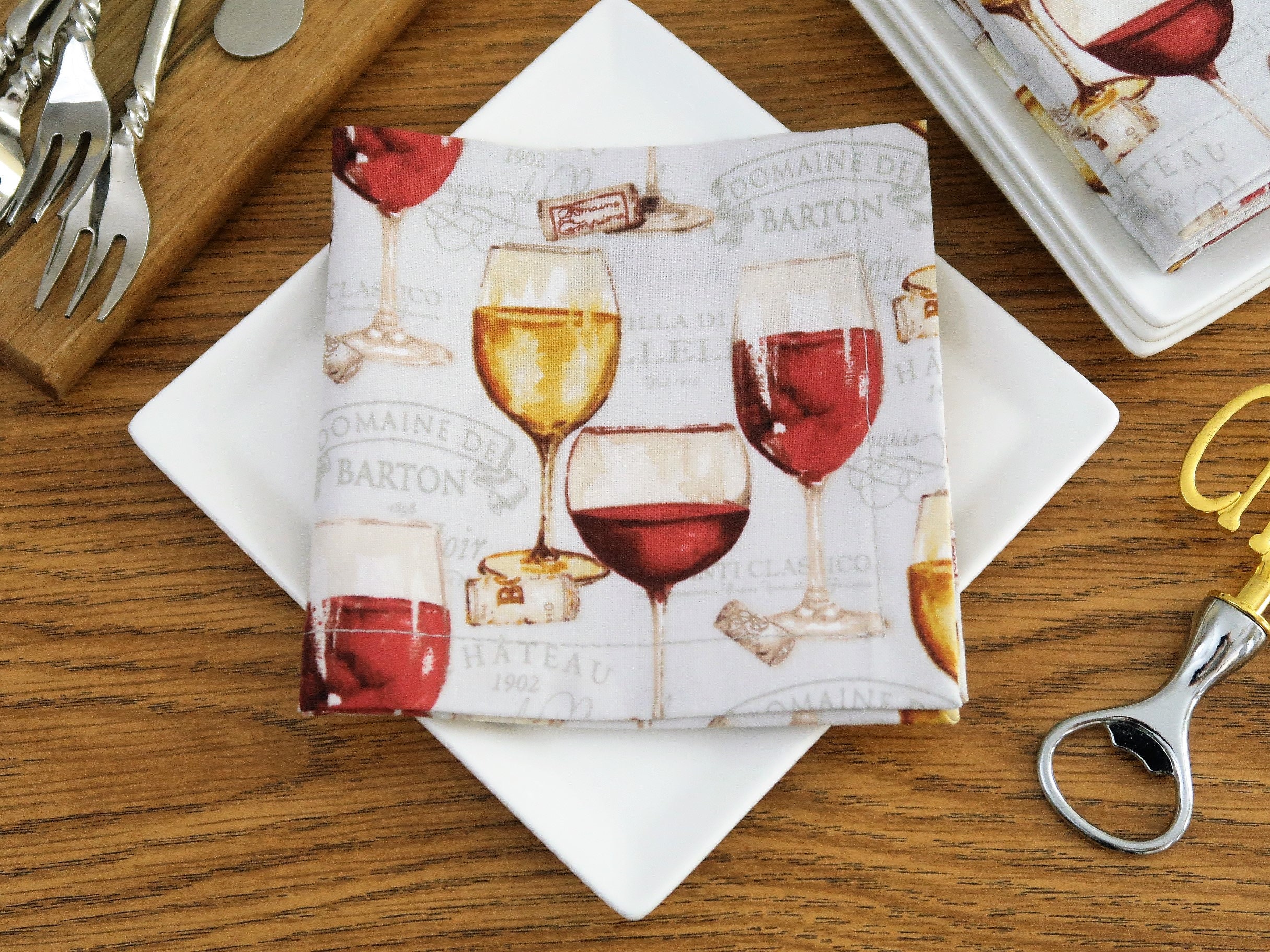 Wine Cloth Lunch Napkins Wine Glasses Small Napkin Etsy