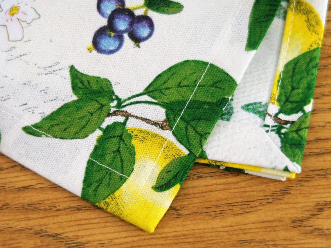 Lemons Cloth Lunch Napkins Lemon Blueberry Small Napkin Etsy