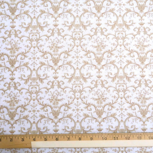 Robert Kaufman 100% Cotton Quilt Fabric - Beckford Terrace in Natural - Floral Neutral Elegant Home Decor, Apparel, Craft Fabric by the Yard