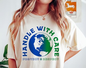 Save Mother Earth Tee, Handle with Care, Protect our Planet t-shirt, Vintage style tee, mother nature, Comfort Colors, womens graphic tees