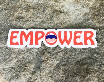 Empower Sticker, Empowered Women Decal, Vintage Style, Feminist Decal, Laptop Sticker, Girl Power, Feminist Gift, Vinyl Die Cut Decal