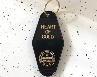 Heart of Gold Keychain, Motel Key Tag, Vintage Hotel Keychain, Retro Keychain, Accessories for Women, Keychain for Women, Holiday Gifts