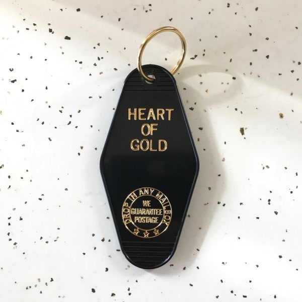 Heart of Gold Keychain, Motel Key Tag, Vintage Hotel Keychain, Retro Keychain, Accessories for Women, Keychain for Women, Holiday Gifts
