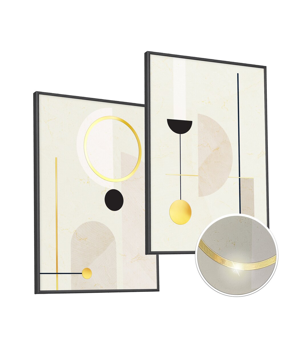 Mid Century Modern GOLD Wall Art Set of 2 Prints 50x70cm - Etsy
