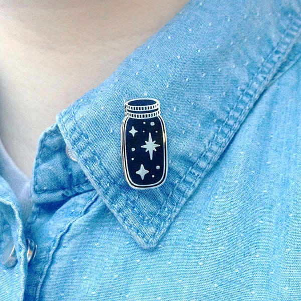 Tarro lleno de estrellas - pines de esmalte duro - oro o plata - Pins - broche