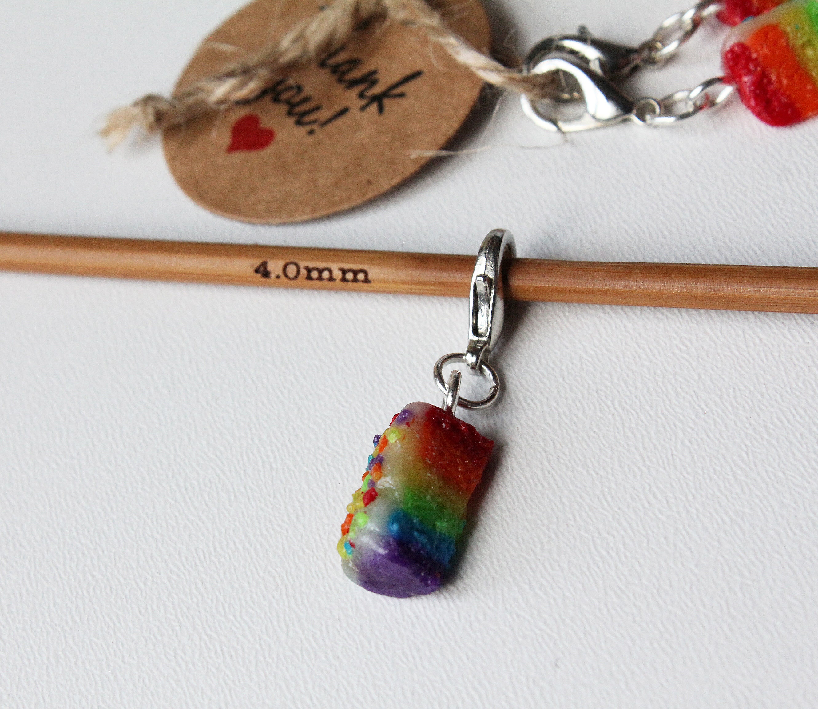 Set of 3 handmade polymer clay Stitch Markers Rainbow Etsy