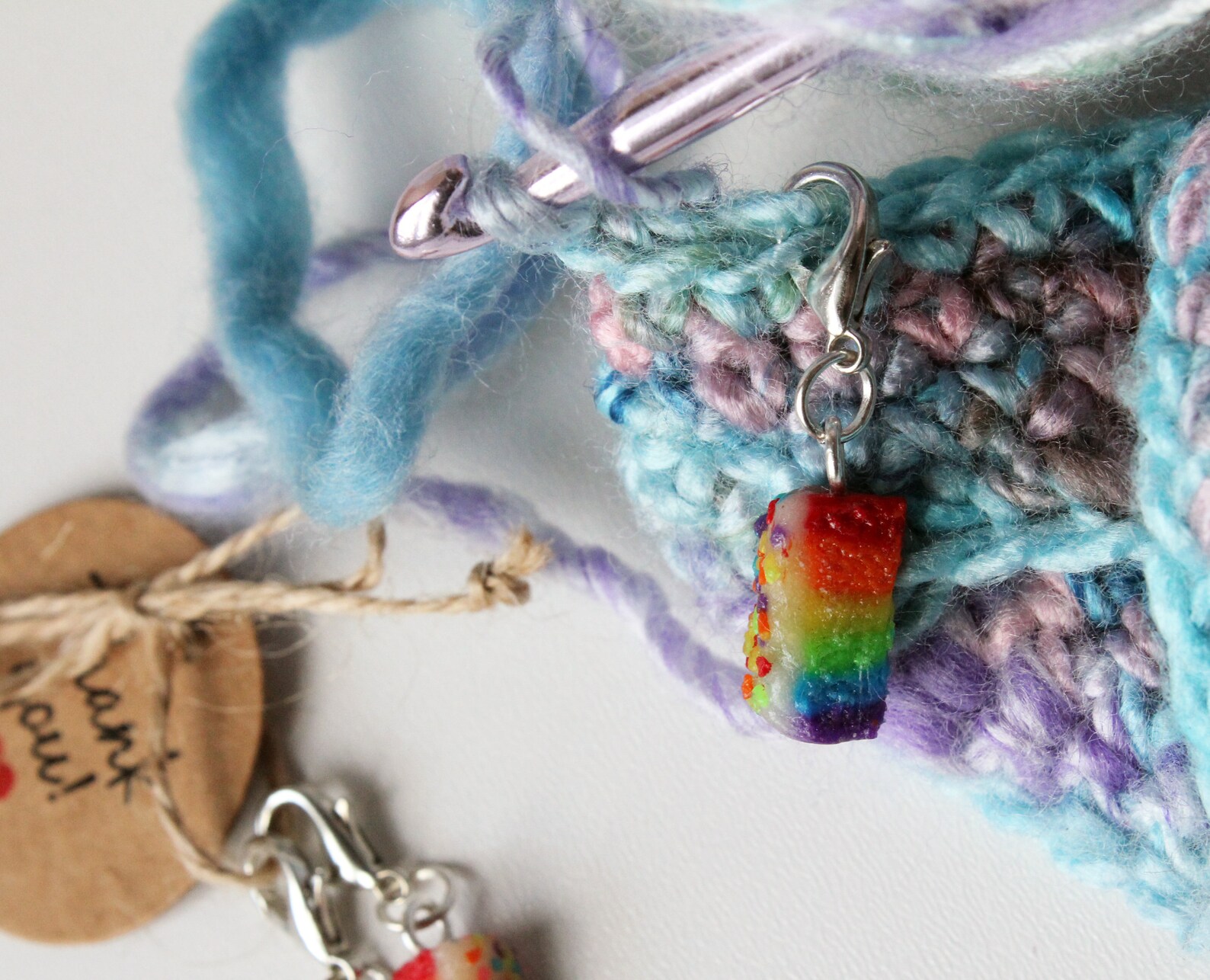 Set of 3 handmade polymer clay Stitch Markers Rainbow Etsy