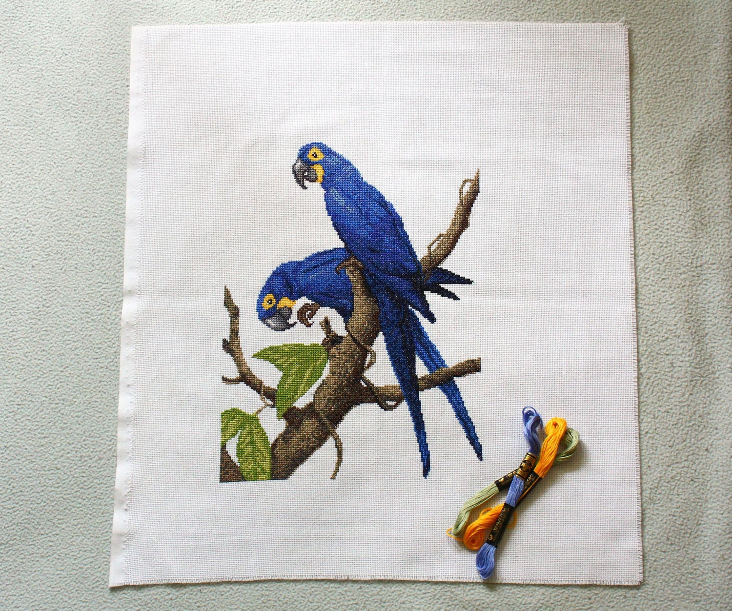 Finished Handmade art decor cross stitch picture Blue Etsy