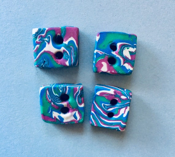 Buttons Multicolored Swirl Square