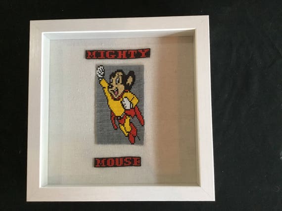 Beaded Mighty Mouse Shadow Box