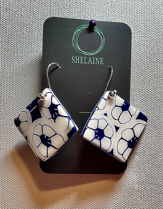 Floral Squares Polymer Clay Earrings