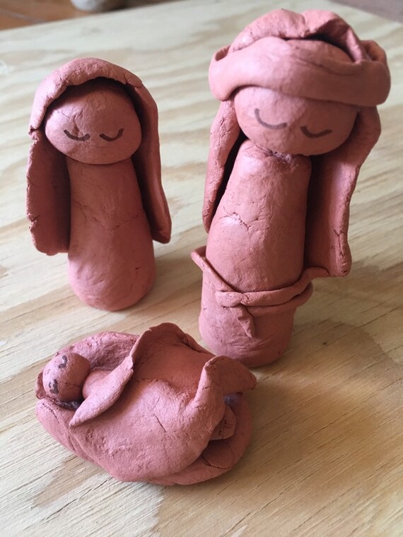 Nativity Terra Cotta Clay 3 Piece