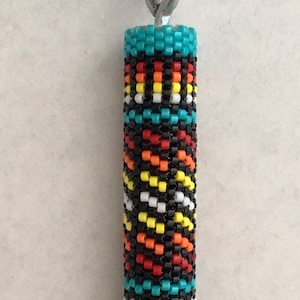 Peyote Stitch Bright Colors Beaded Keychain