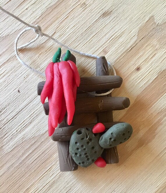 Southwest Ladder with Red Chili Clay Ornament