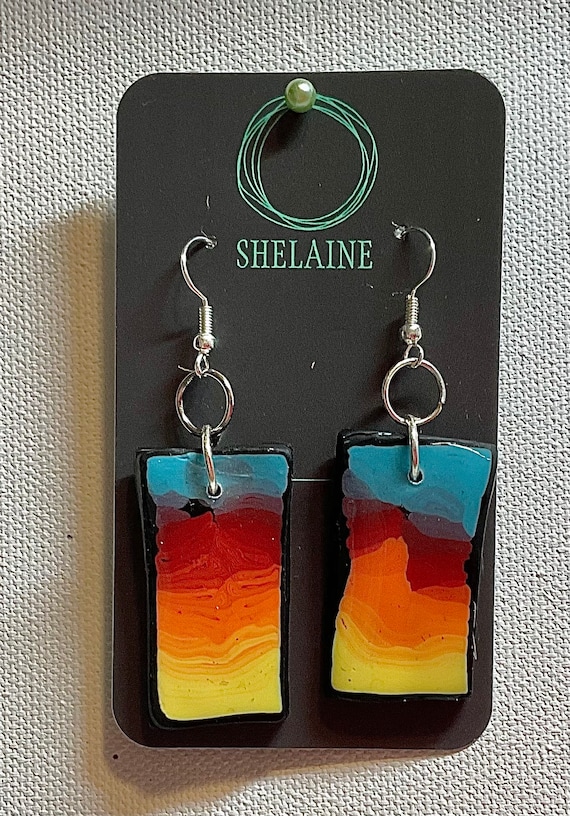 Handcrafted Polymer Clay Sunset Earrings