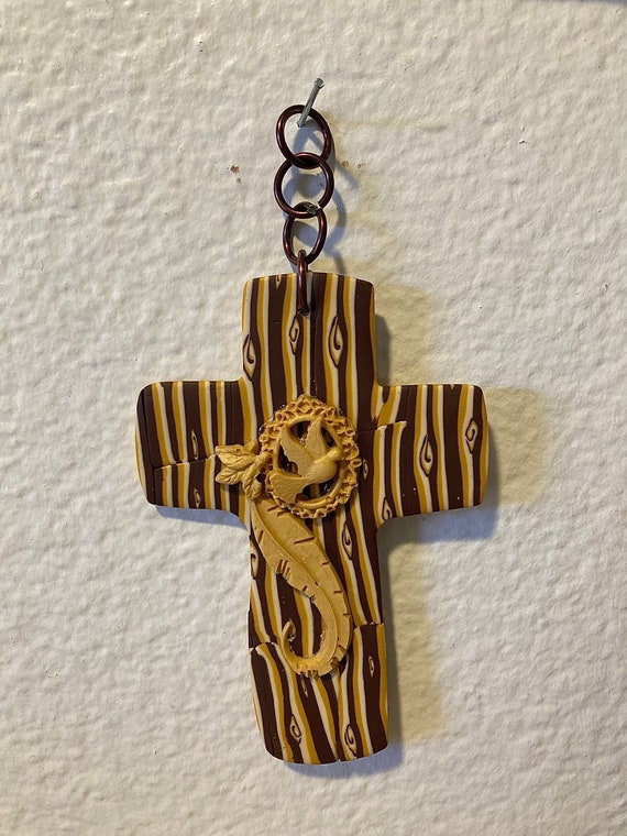 Wood Look Cross in Polymer Clay