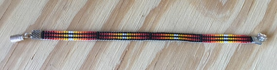 Loom Beaded Narrow Bracelet Black and Sunset Colors