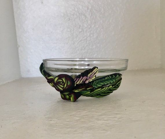 Decorated Glass Trinket Bowl