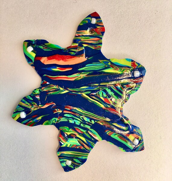 Stained Glass Look Snowflake Polymer Clay Ornament