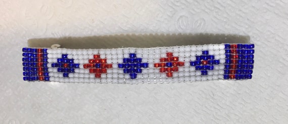 Red/White/Blue Loom Beaded Hair Barrette