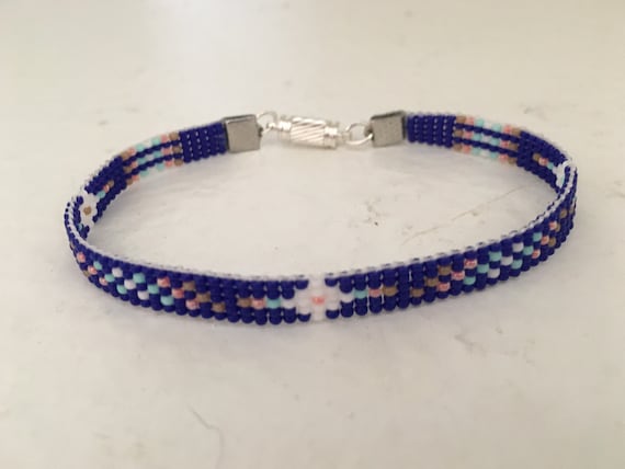 Blues Loom Beaded Narrow Bracelet
