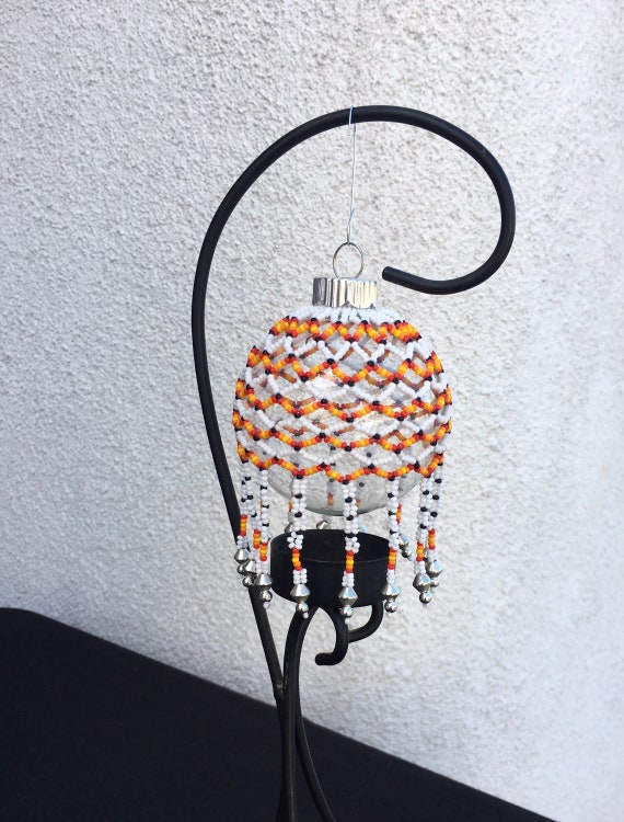 Hand Beaded Christmas Ornament Cover