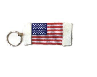 Gift Keychain Lips American Flag United States Expat Country 